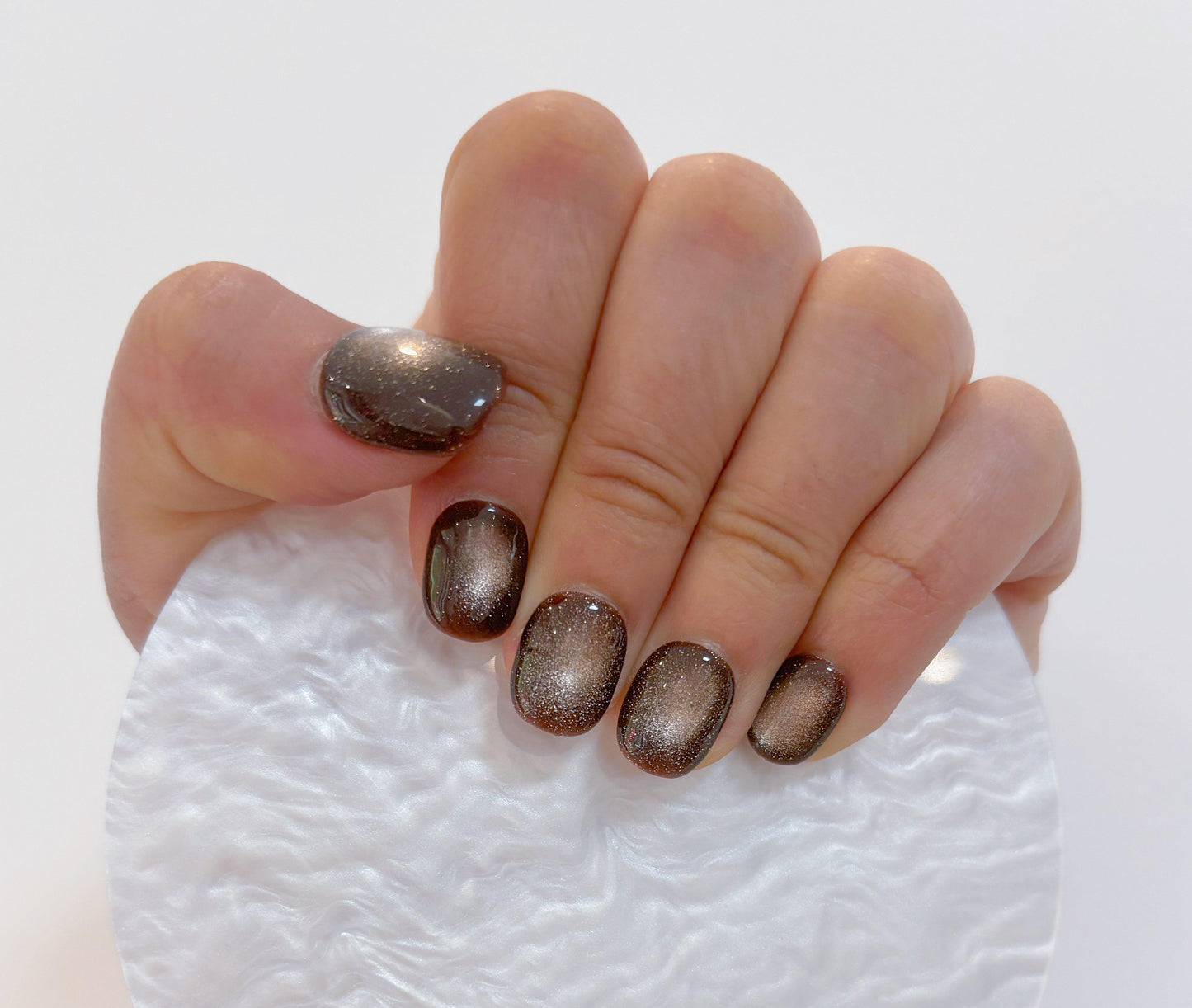 Simply Cat Eye - Deep Brown Gradient - Customizable Handcrafted Press On Nails