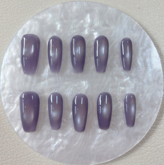 Simply Cat Eye - Lavender Ombre - Customizable Handcrafted Press On Nails