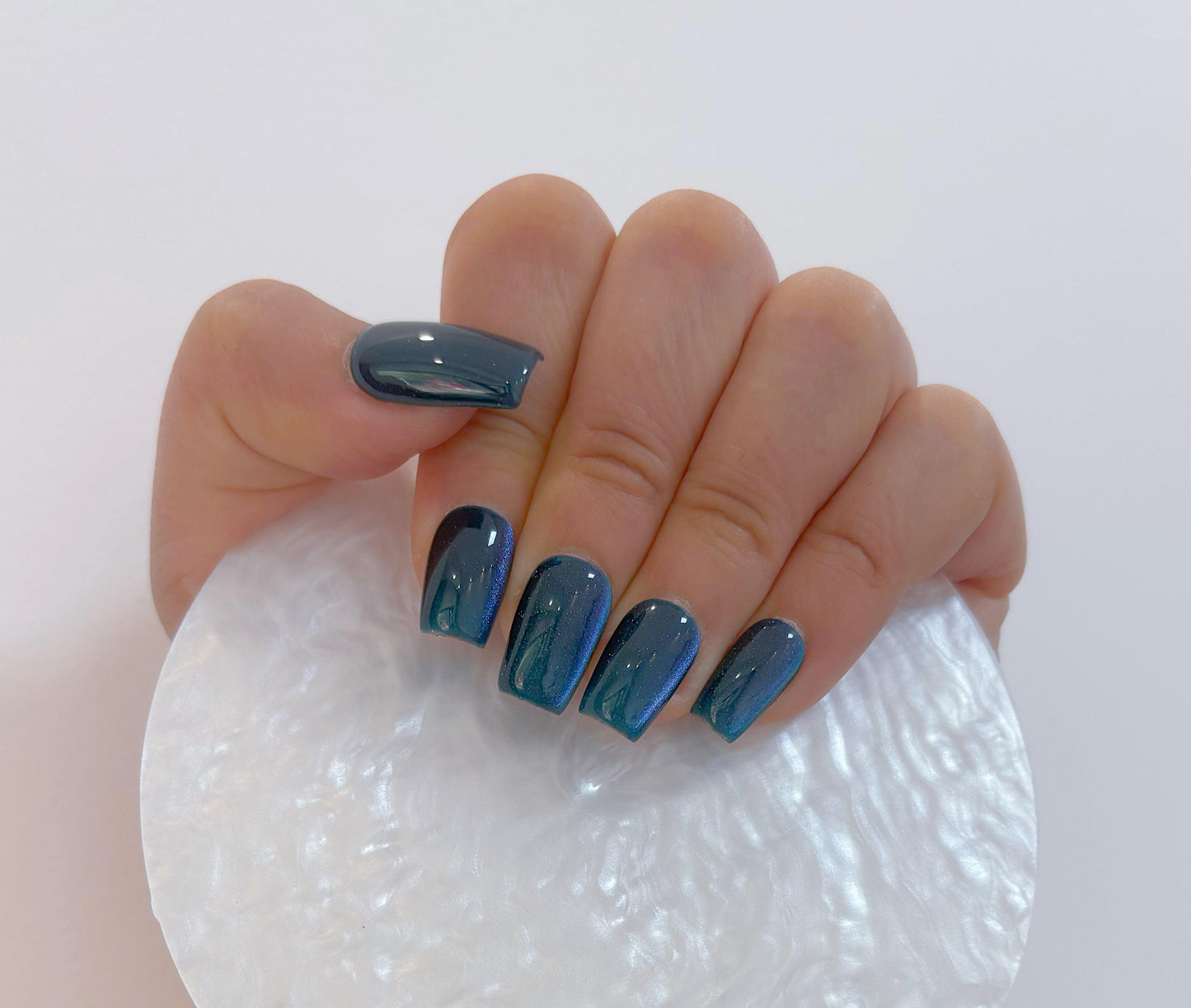 Simply Cat Eye - Teal Sparkle - Customizable Handcrafted Press On Nails