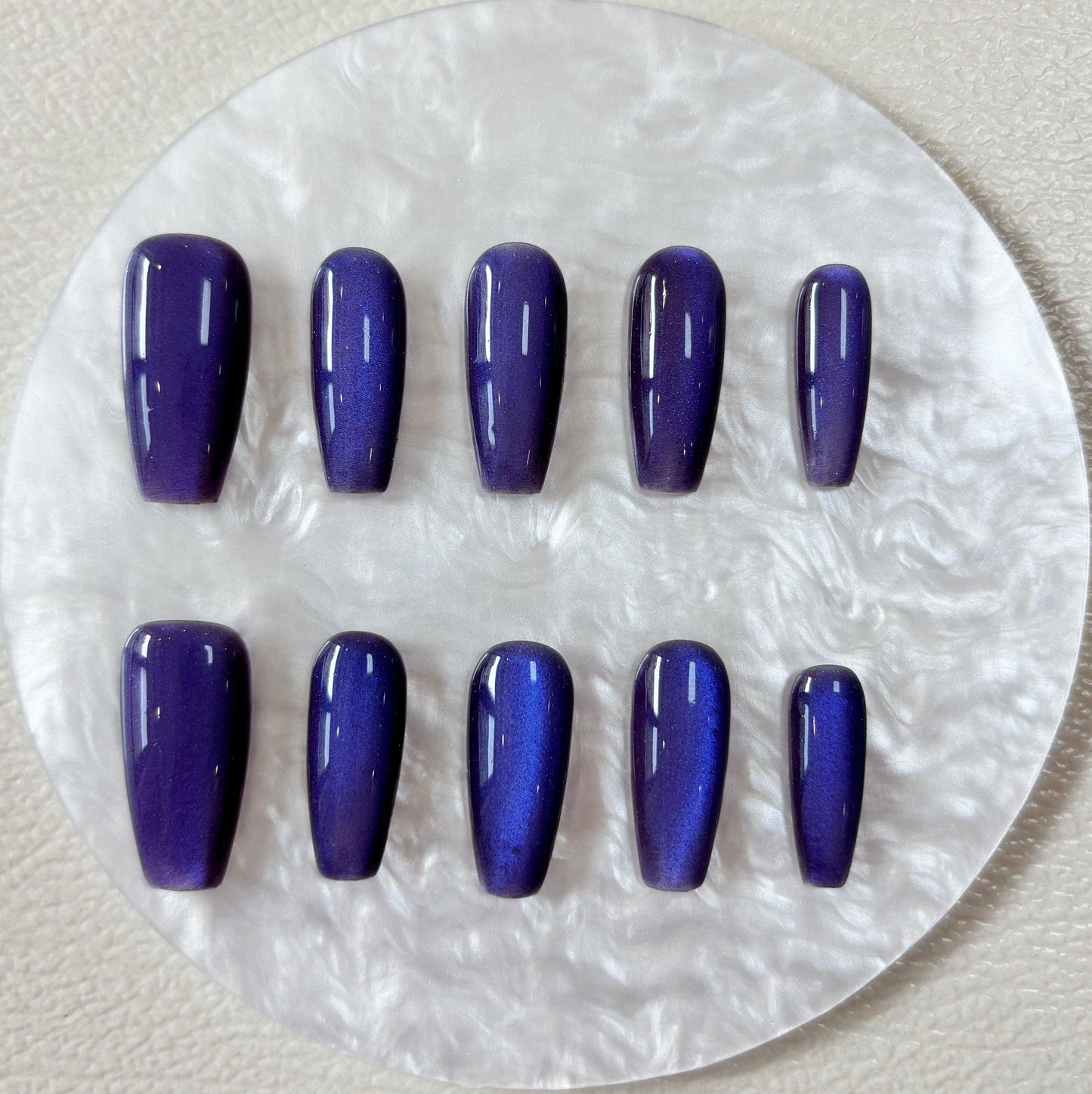 Simply Cat Eye - Deep Blue Purple - Customizable Handcrafted Press On Nails