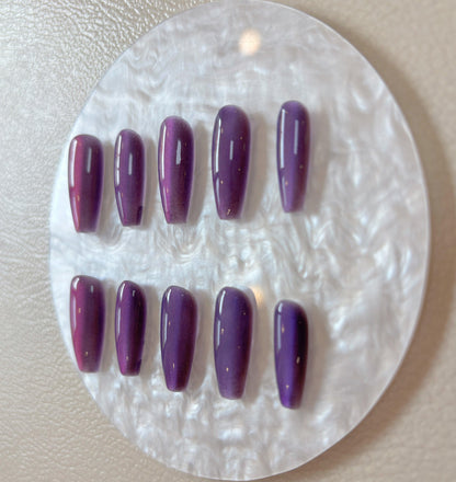 Simply Cat Eye - Deep Blue Purple - Customizable Handcrafted Press On Nails