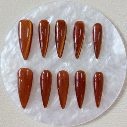 Simply Cat Eye - Radiant Amber - Customizable Handcrafted Press On Nails