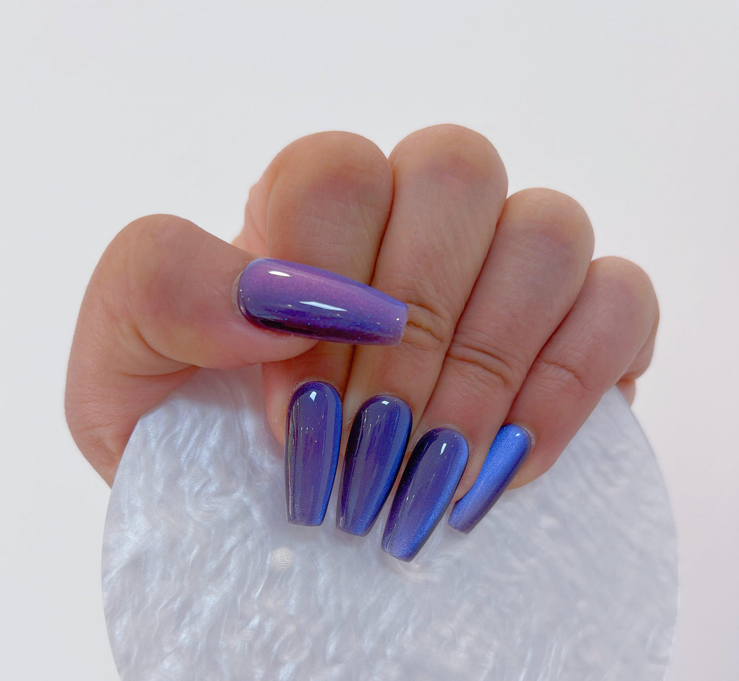 Simply Cat Eye - Deep Blue Purple - Customizable Handcrafted Press On Nails