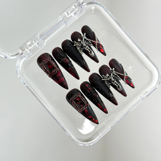 Gothic Ruby Charm Nail - Elegant Charme