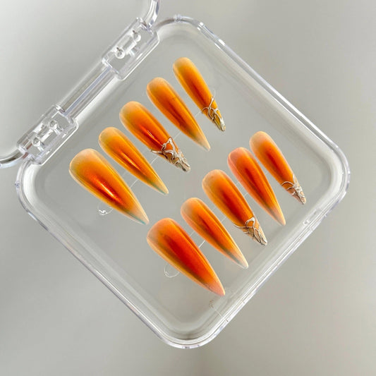 Golden Sunset Flame Nail - Elegant Charme
