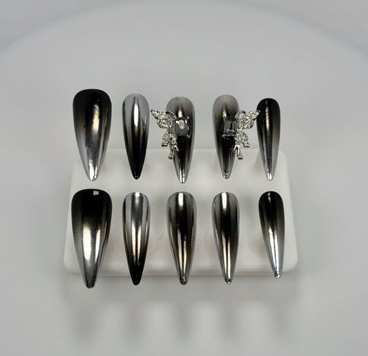 Black Chrome Angel Nail