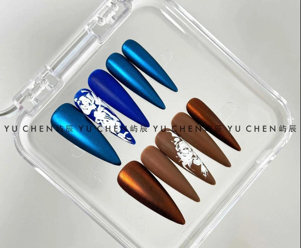 Sapphire & Cocoa Bloom Nail - Elegant Charme
