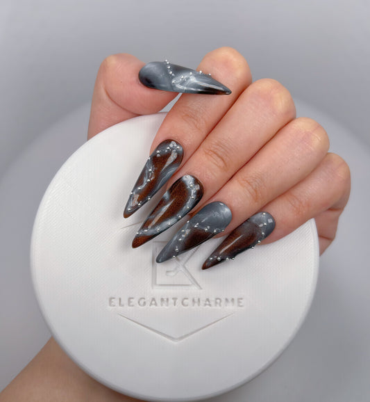 Earthy Swirl Nail Set - Elegant Charme