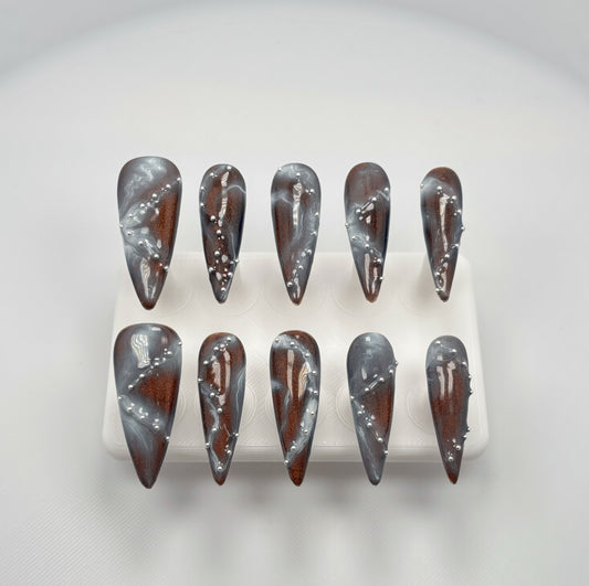 Earthy Swirl Nail Set - Elegant Charme
