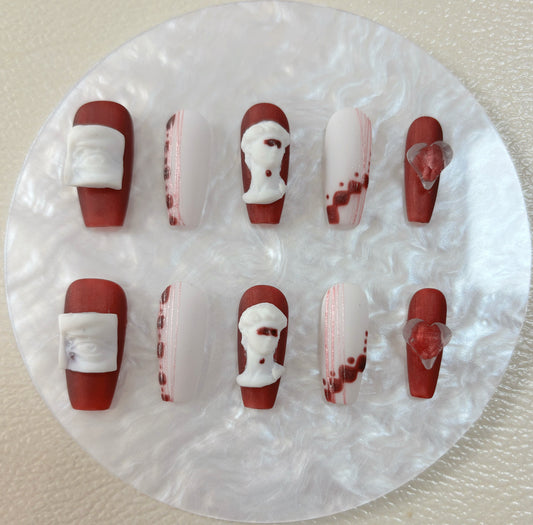 Sculptural Red Elegance Nail