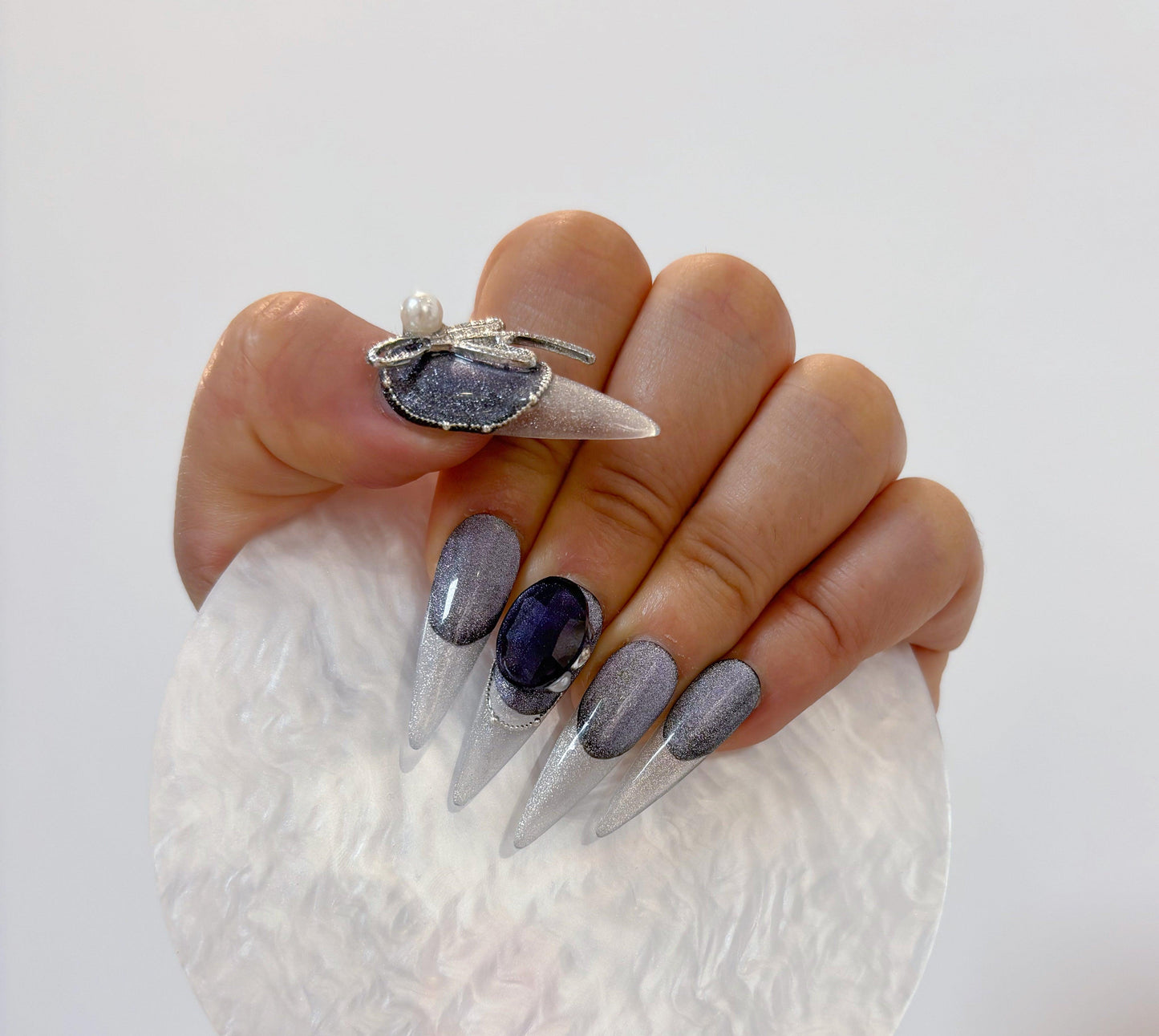 Daily Chic - Purple Sparkle - Customizable Handcrafted Press On Nails