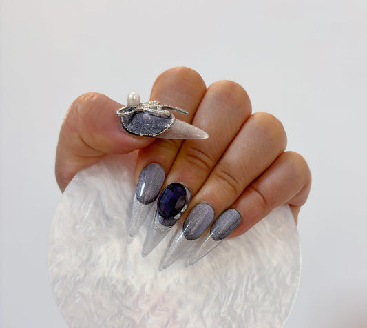 Daily Chic - Purple Sparkle - Customizable Handcrafted Press On Nails