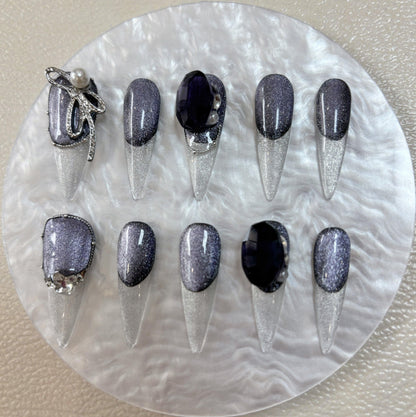 Daily Chic - Purple Sparkle - Customizable Handcrafted Press On Nails