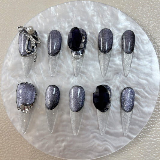 Daily Chic - Purple Sparkle - Customizable Handcrafted Press On Nails
