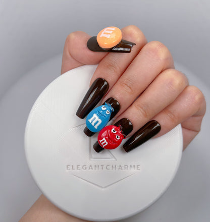 Daily Chic - Multicolor M&M- Customizable Handcrafted Press On Nails