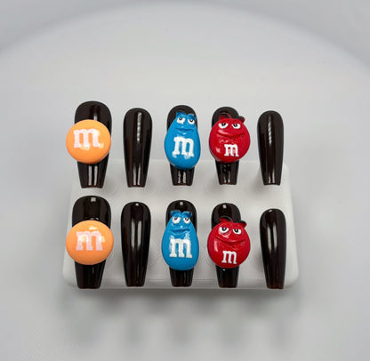 Daily Chic - Multicolor M&M- Customizable Handcrafted Press On Nails