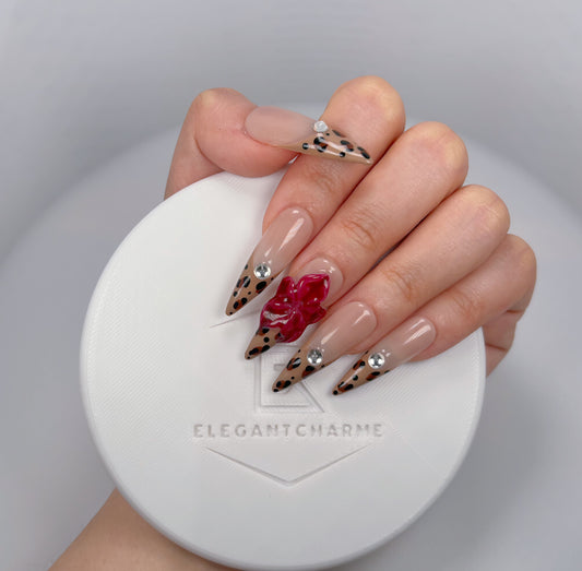 Elegant Touch - Nude & Burgundy - Customizable Handcrafted Press On Nails
