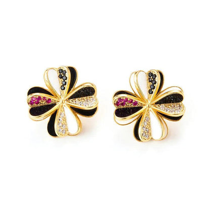 Flower-shaped Rhinestone Earrings - Elegant Charme